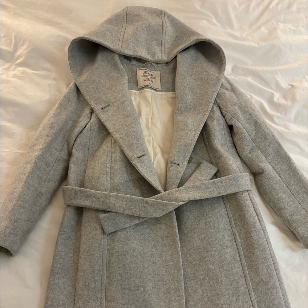 Aritzia Wilfred Borda gray belted wool cashmere coat